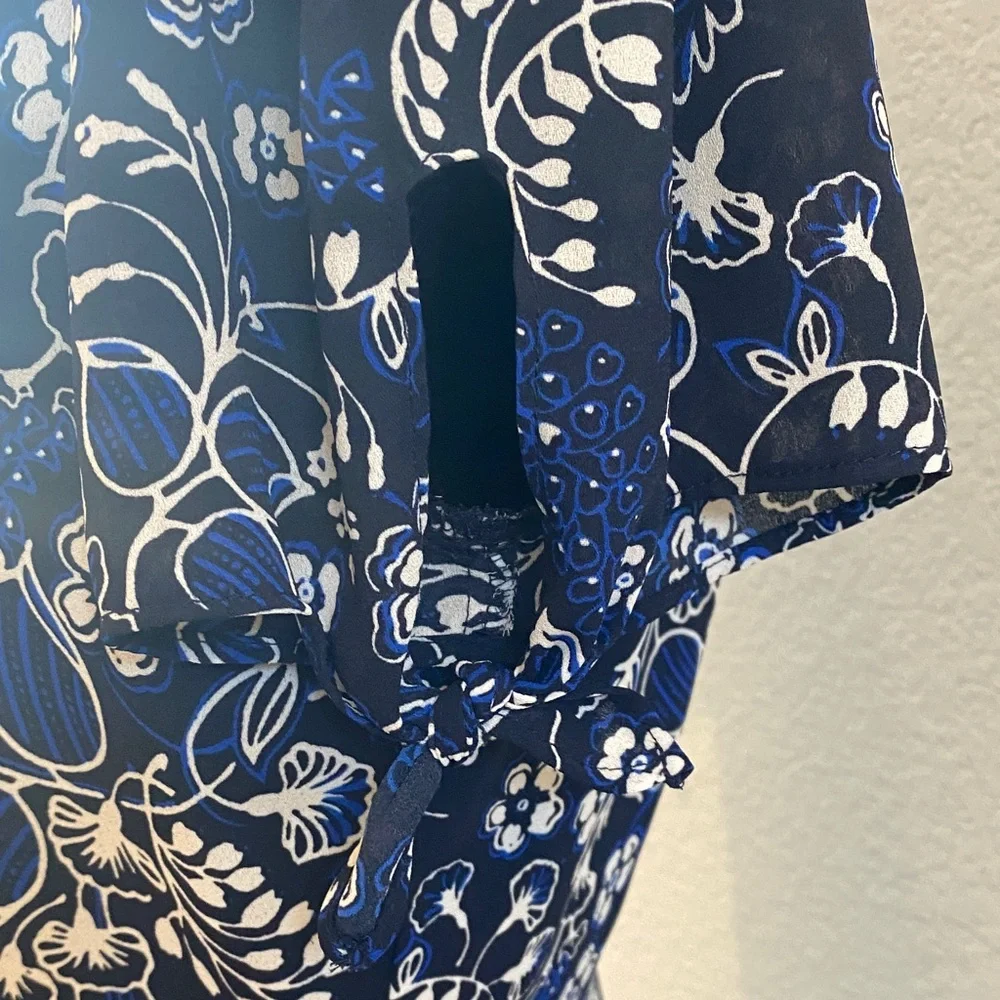 J. Crew Floral V-Neck Blue‎ Dress